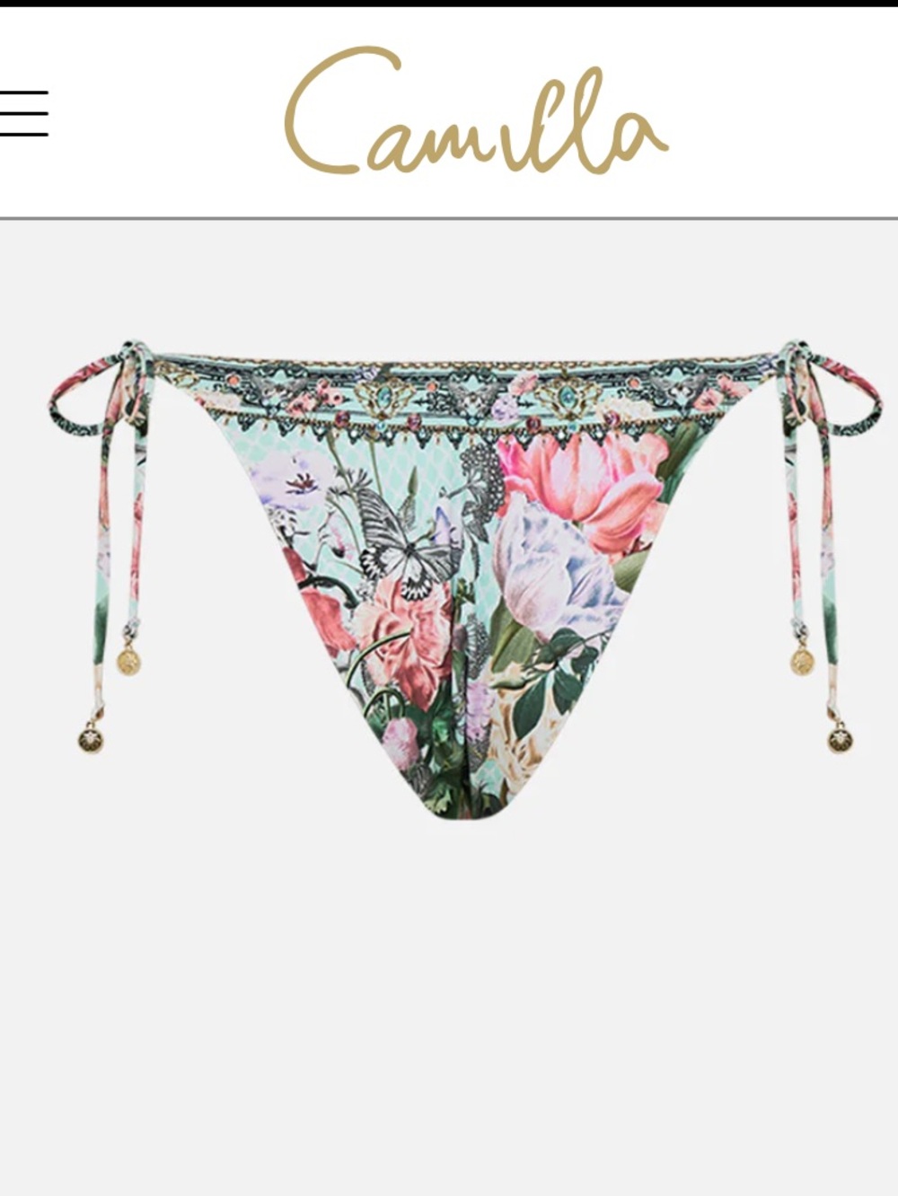 New Camilla Per Roman Side Tie Skimpy Bikini Pant Size Small Crystal - Picture 4 of 13